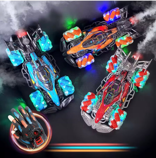 Remote control toy car colorful lights spray stunt
