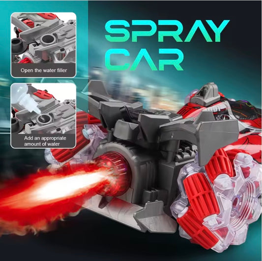 Remote control toy car colorful lights spray stunt